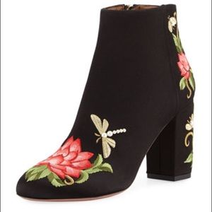 Aquazzura Black Satin Lotus Booties Size 6